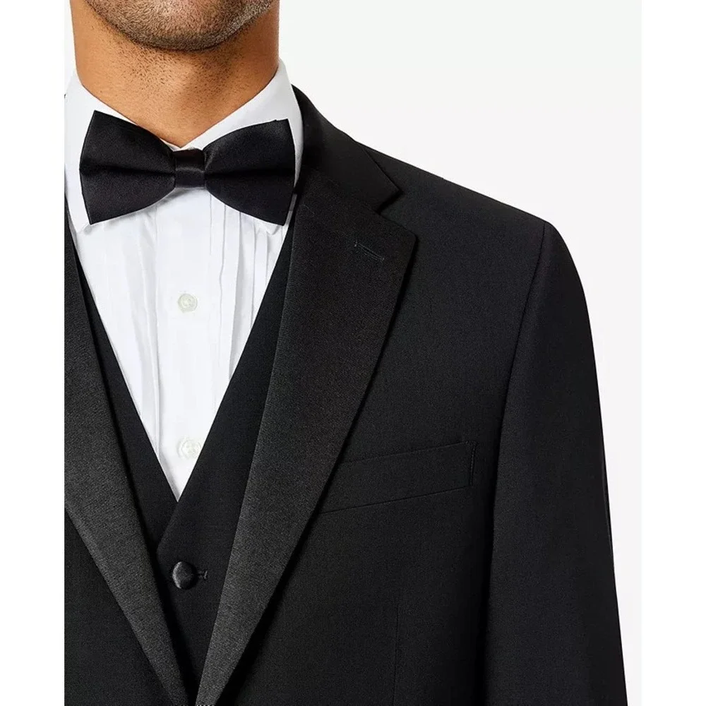 Tommy Hilfiger Mens Modern fit Tuxedo Suit Jacket Blazer 38S Black‎ E081199